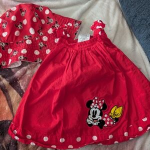 Disney Baby Red Minnie Mouse Dress And Hat